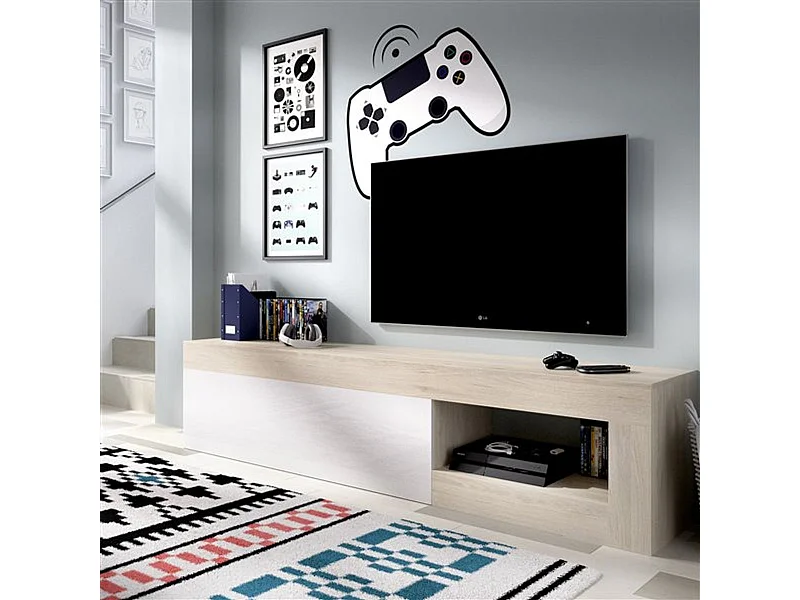 Bajo de TV Lebo blanco/natural 48x204x42 cm