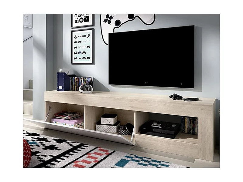 Bajo de TV Lebo blanco/natural 48x204x42 cm
