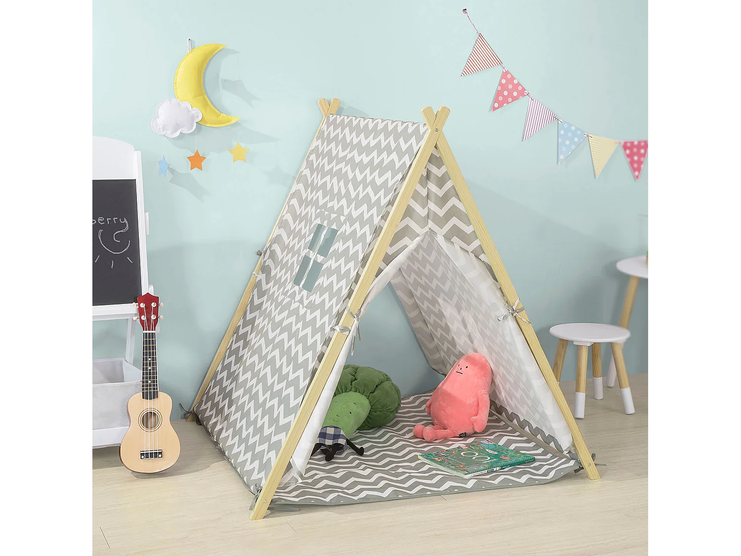 Tente Tipi Enfant pour Garçon et Fille Teepee Tente de Jeu  OSS02-HG SoBuy