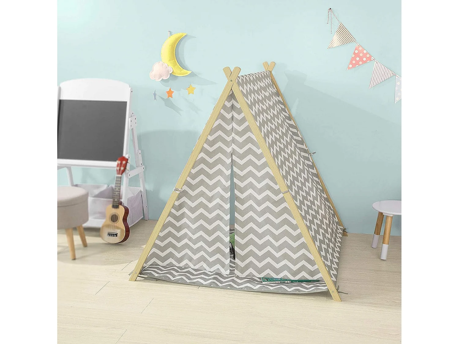 Tienda de campaña Infantil, Tienda Tipi - Tienda de campaña Interior para niños Gris OSS02-HG SoBuy ES