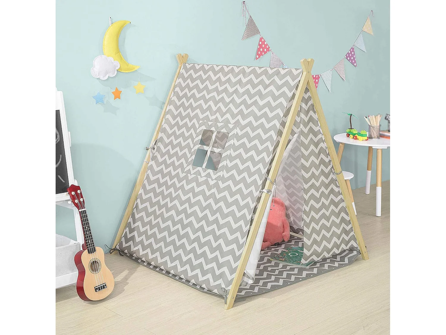 Tienda de campaña Infantil, Tienda Tipi - Tienda de campaña Interior para niños Gris OSS02-HG SoBuy ES