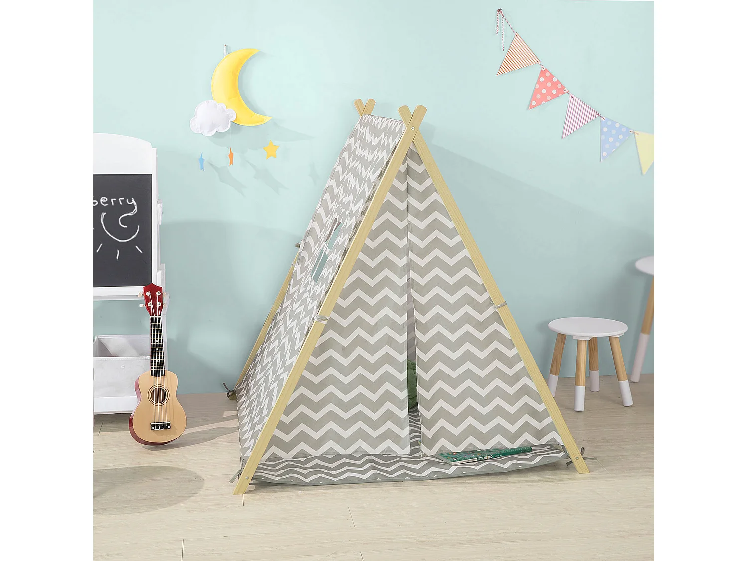 Tienda de campaña Infantil, Tienda Tipi - Tienda de campaña Interior para niños Gris OSS02-HG SoBuy ES