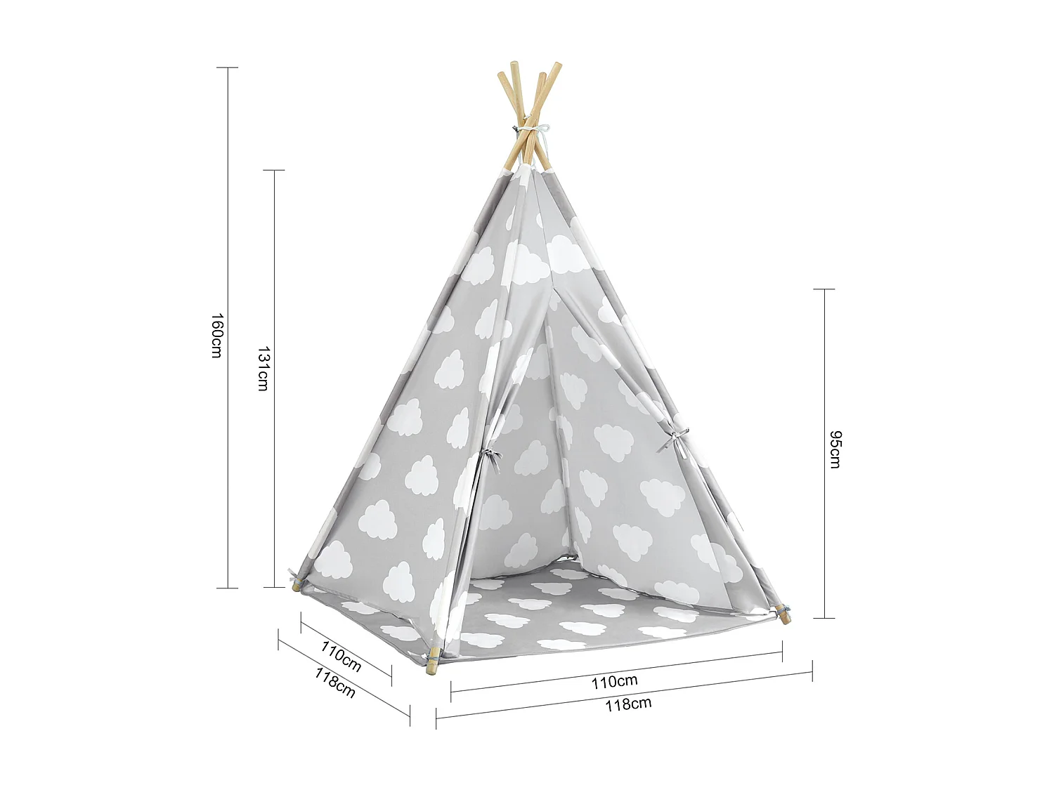SoBuy OSS03-A01 Tipi Enfant Tente pour Enfant avec Tapis De Sol Indian Teepee Tente de Jeu pour Enfants avec Tapis