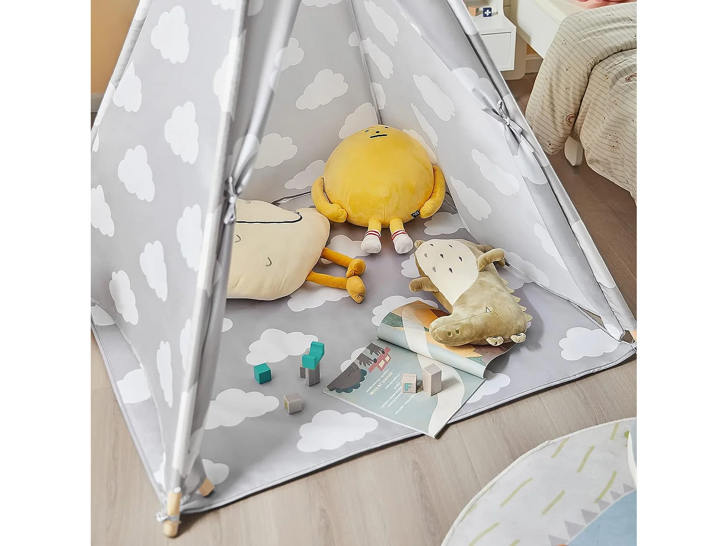 SoBuy OSS03-A01 Tipi Enfant Tente pour Enfant avec Tapis De Sol Indian Teepee Tente de Jeu pour Enfants avec Tapis