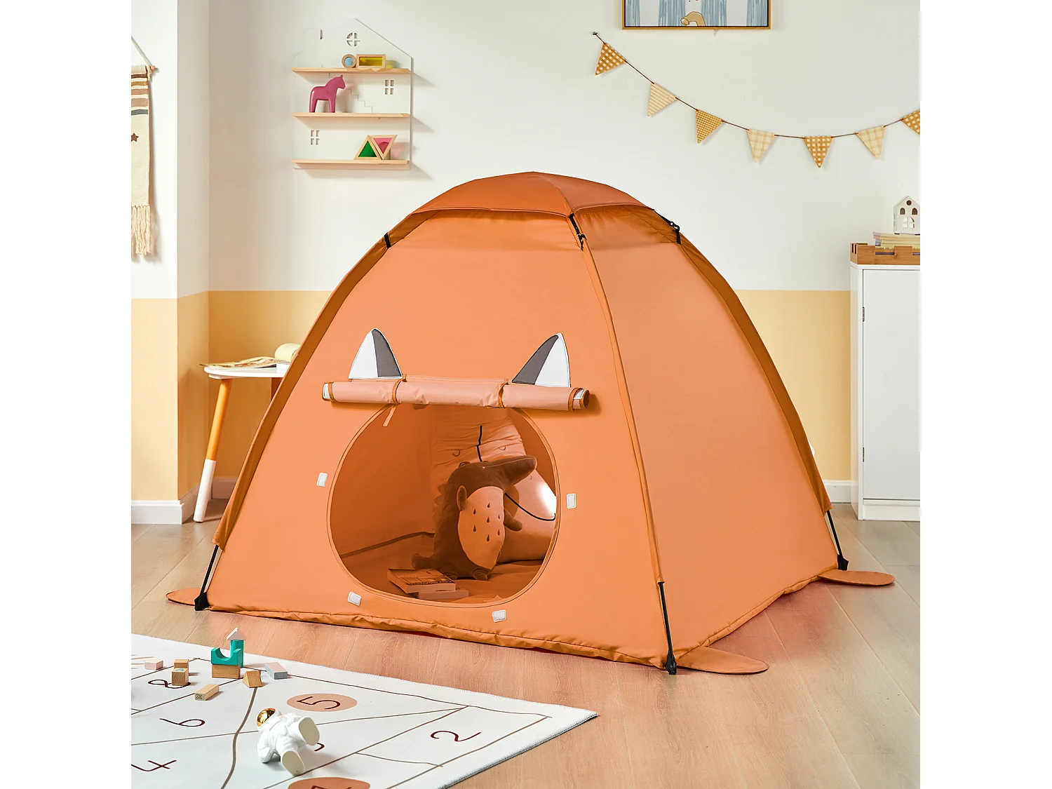 SoBuy Kinderspeeltent met draagtas, draagbaar speelhuis voor jongens en meisjes, binnen en buiten, kindercadeau, 129 x 129 x 109 cm, OSS05