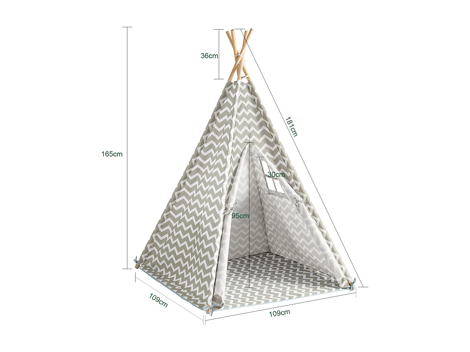 Tipi Tente Pour Enfant avec Tapis De Sol Indian Teepee Tente de jeu pour enfants OSS03 SoBuy