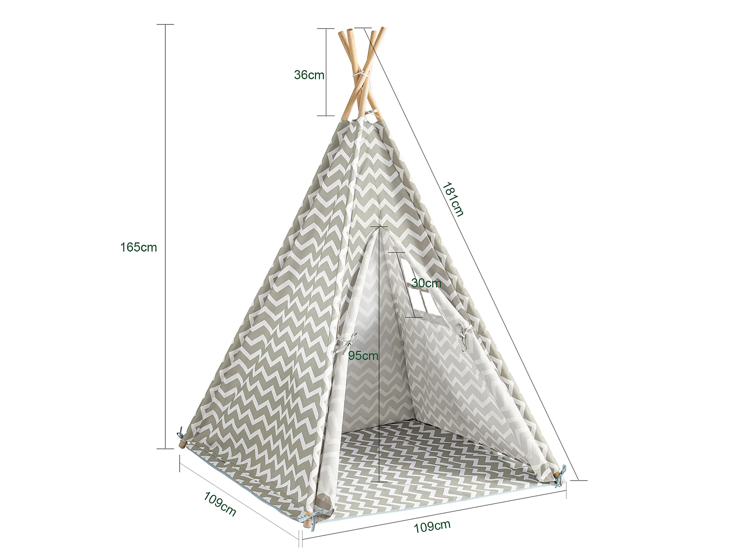 Tipi Tente Pour Enfant avec Tapis De Sol Indian Teepee Tente de jeu pour enfants OSS03 SoBuy