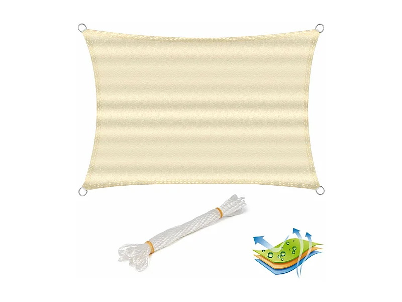 Toldo vela de sombra con protección UV crema repelente al agua 2x3 m 19_0000889