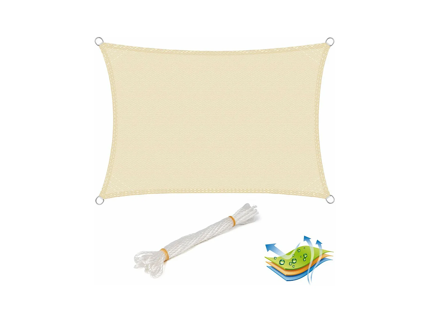 Voile d'ombrage auvent avec crème 200 x 300 x 300 cm 19_0000889