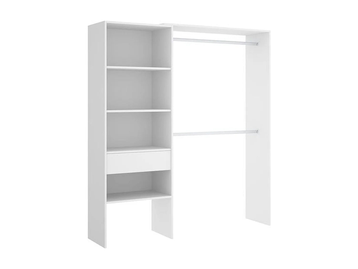 Armario vestidor Suit 2 barras con 4 compartimentos y 1 cajón blanco 187x110-160x40 cm