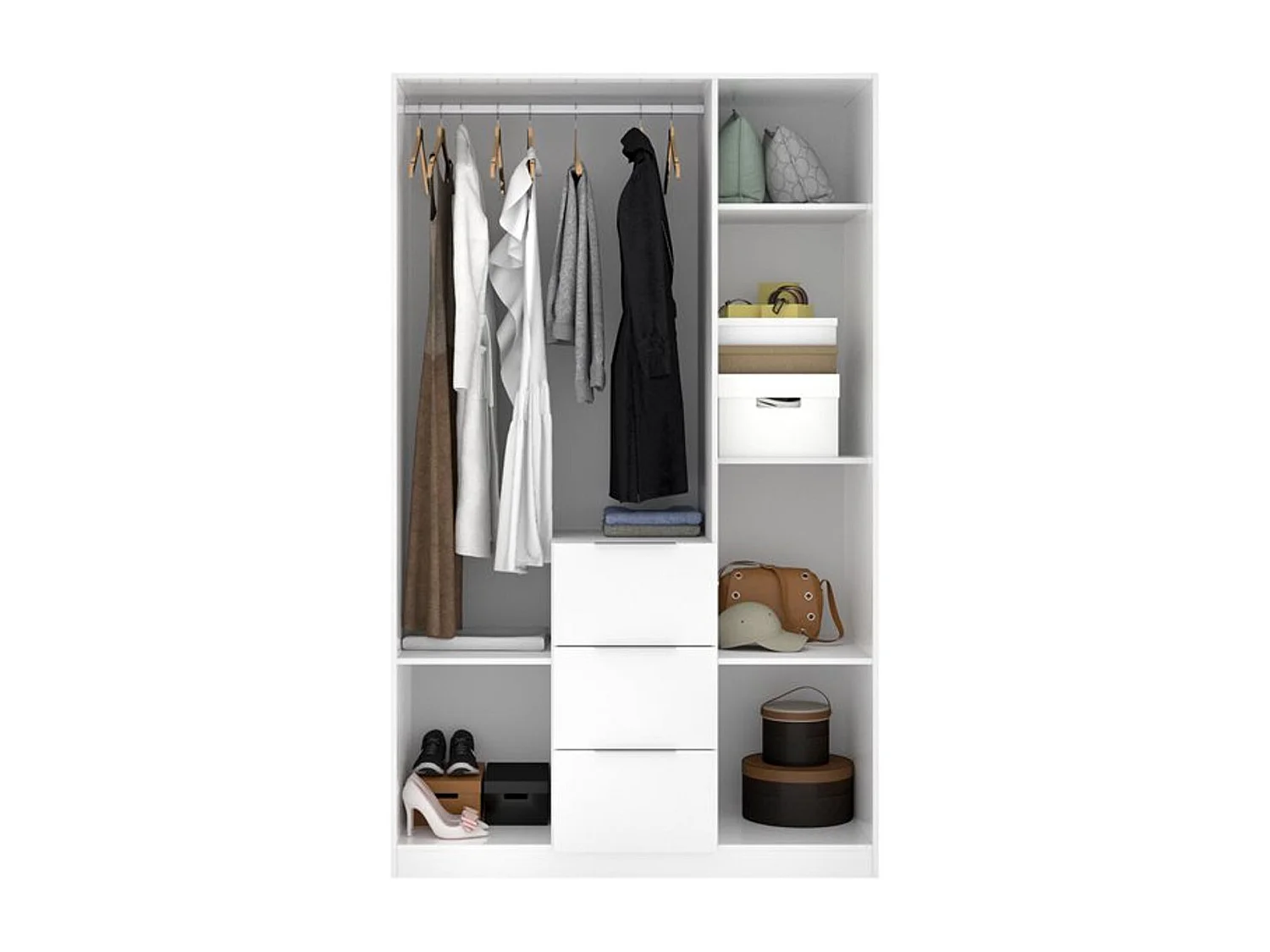 Armario Essen 3 puertas abatibles con 3 cajones blanco brillo 204x135x52 cm