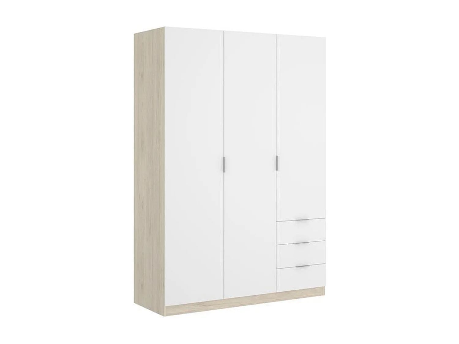 Armario Essen 3 puertas abatibles con 3 cajones blanco/natural 184x121x52 cm