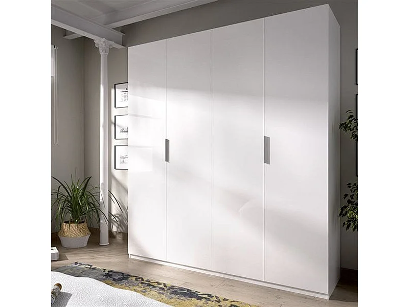 Armario Essen 4 puertas abatibles blanco brillo 204x180x52 cm
