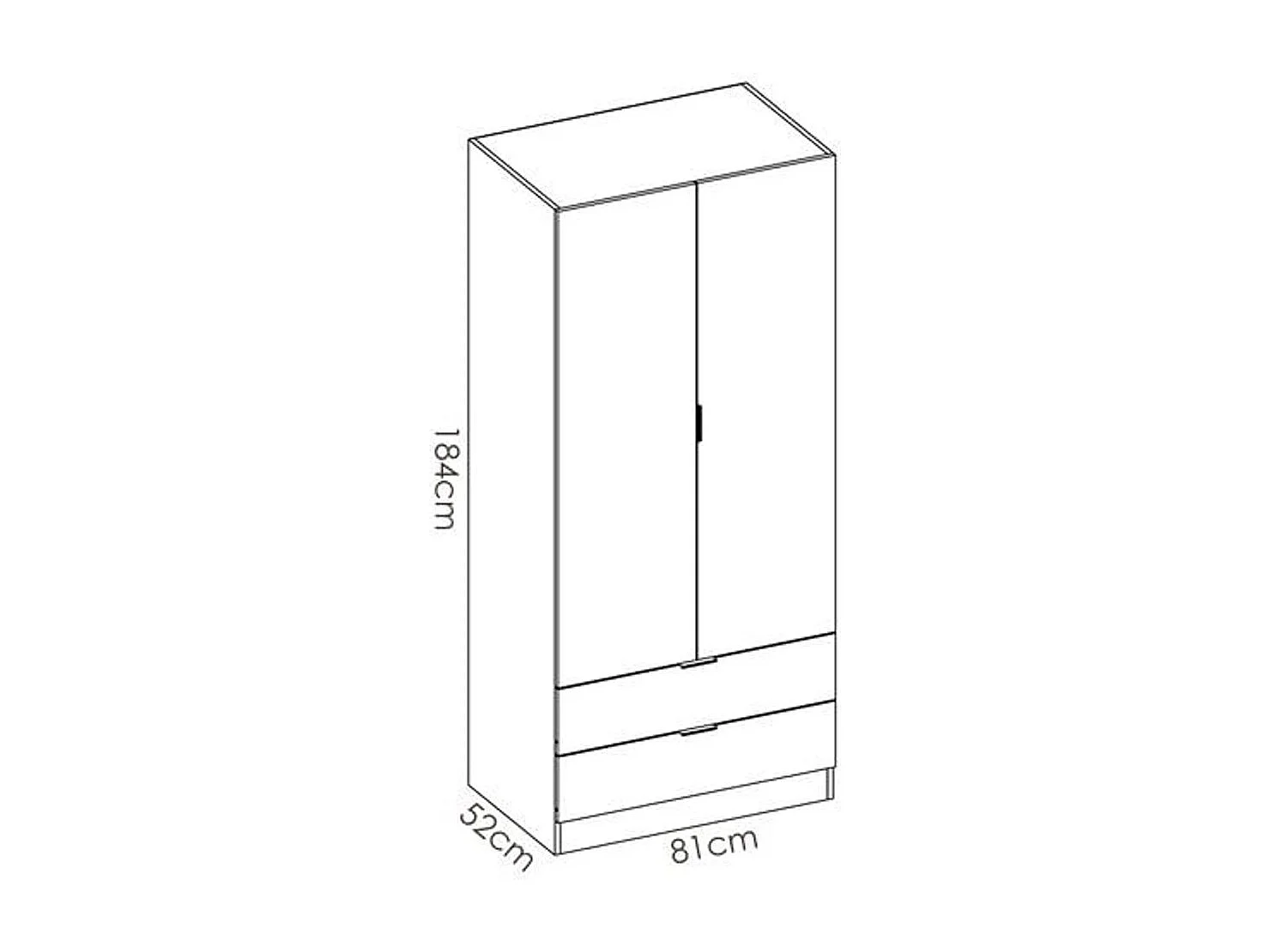 Armario Essen 2 puertas abatibles con 2 cajones blanco 184x81x52 cm