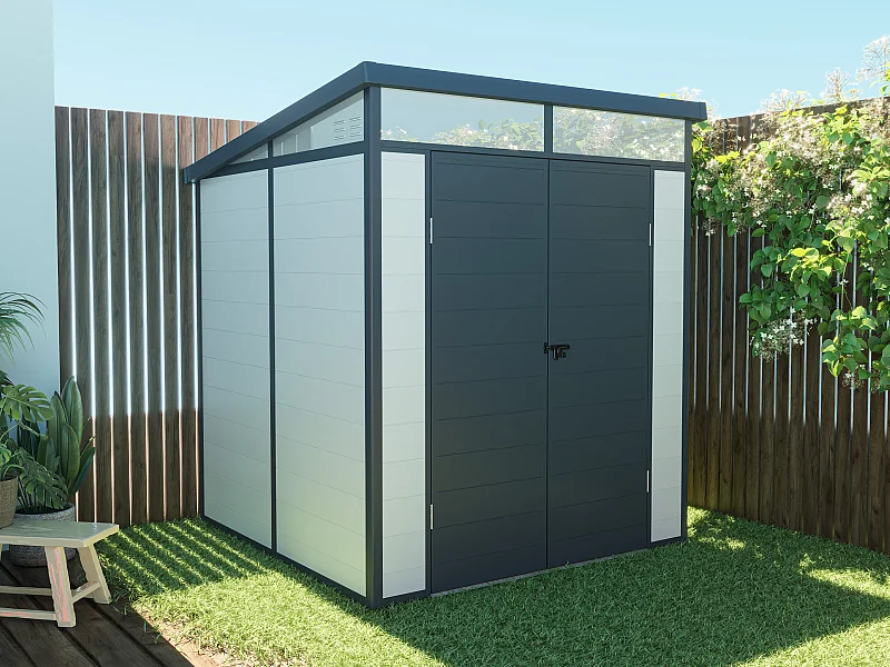Abri de jardin en résine gris 3,65 m² avec plancher - MINARO