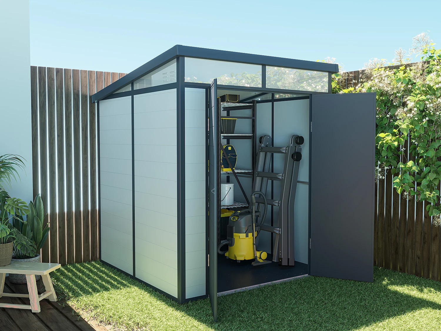 Abrigo de jardim resina cinza 3,65 m² com soalho - MINARO