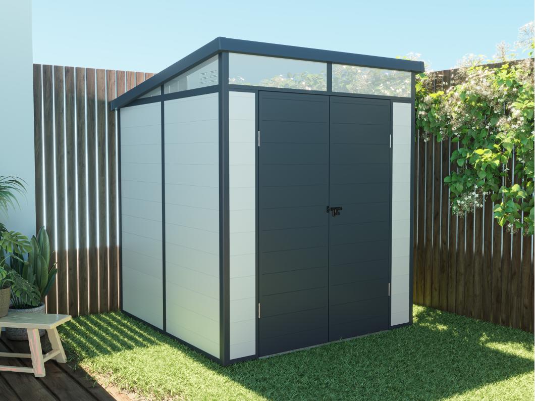Abri de jardin en résine gris 3,65 m² avec plancher - MINARO