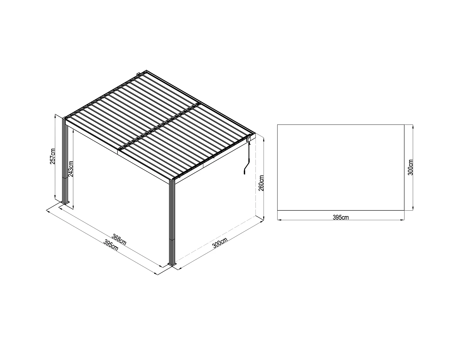Pergola adossée bioclimatique en aluminium avec lames orientables 11,85 m² - MANDELLO
