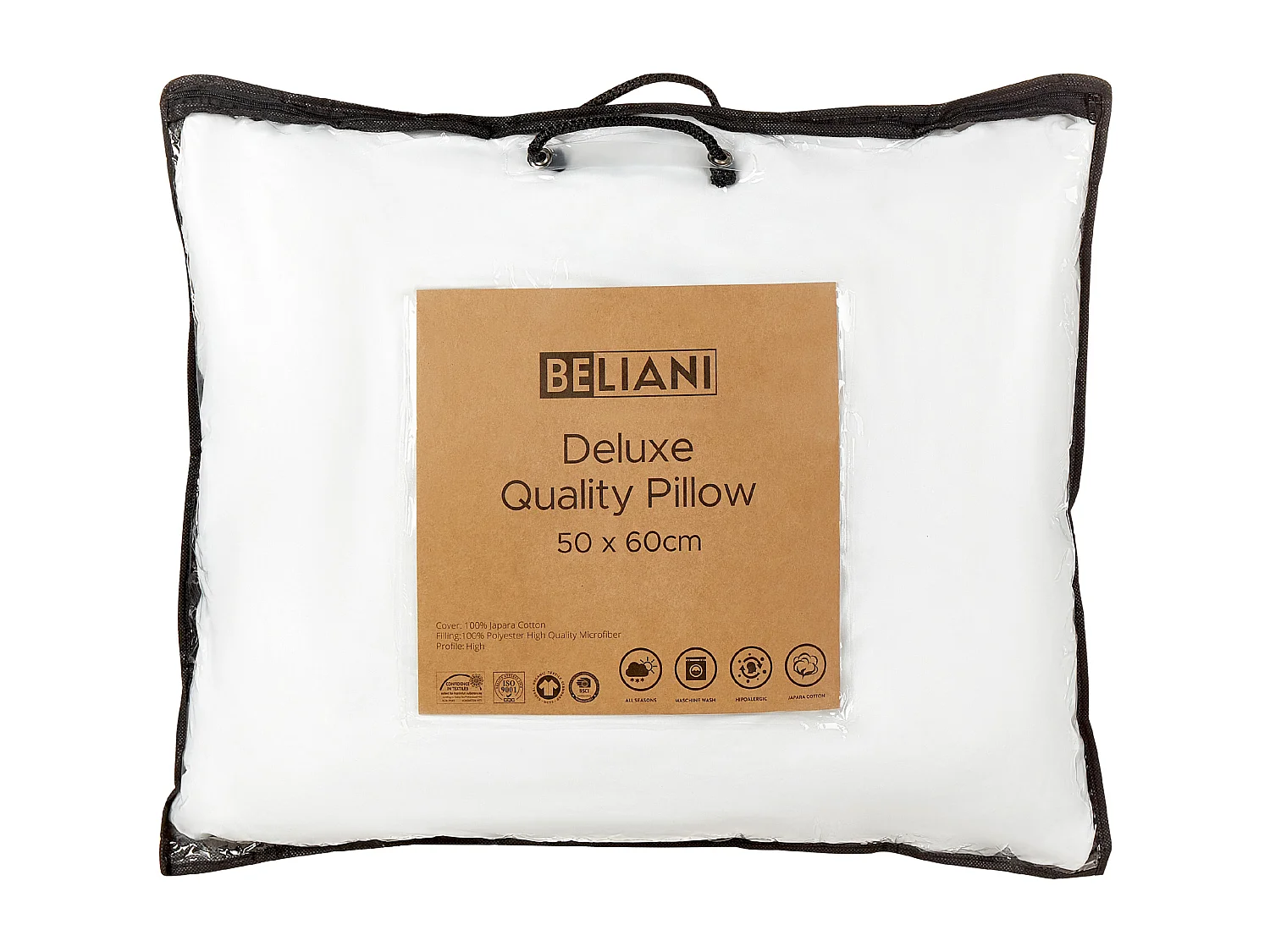 Oreiller PELISTER Haut Microfibre 50 x 60 cm Blanc