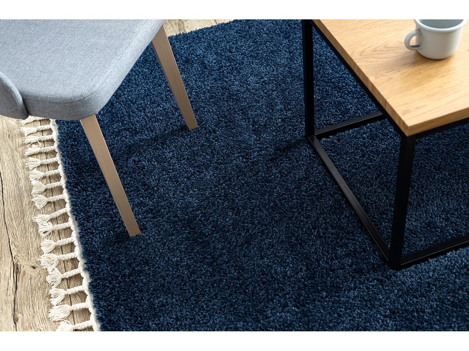 Tapijt BERBER vierkant 9000 marine marokkaanse shaggy 160x160 cm