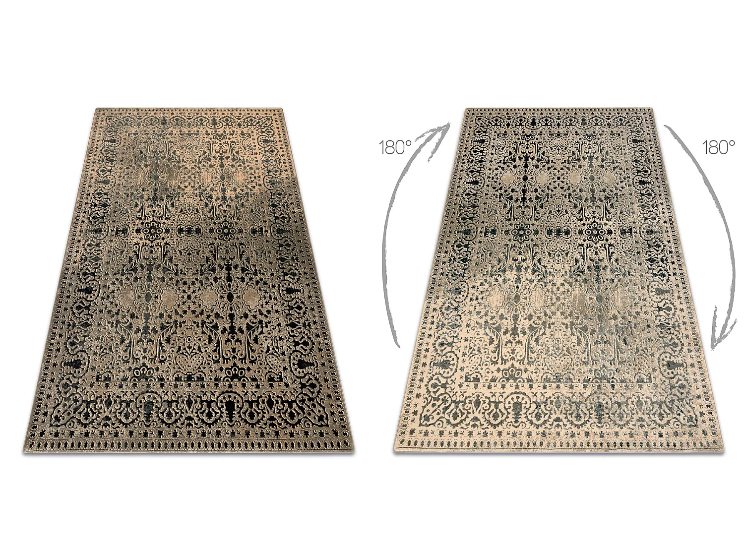 Tapis en laine SUPERIOR Perona Frame, ornement, oriental - iron, vert 200x300 cm