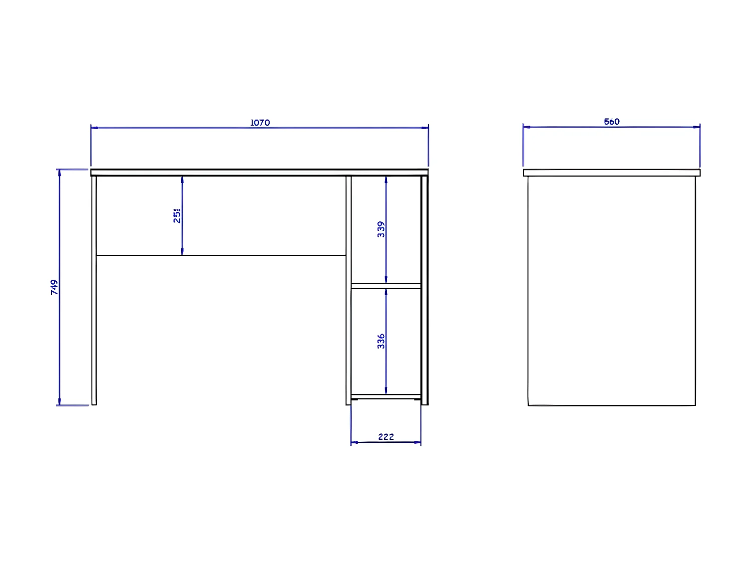 Bureau Industriel avec Étagères L107 cm - Soan