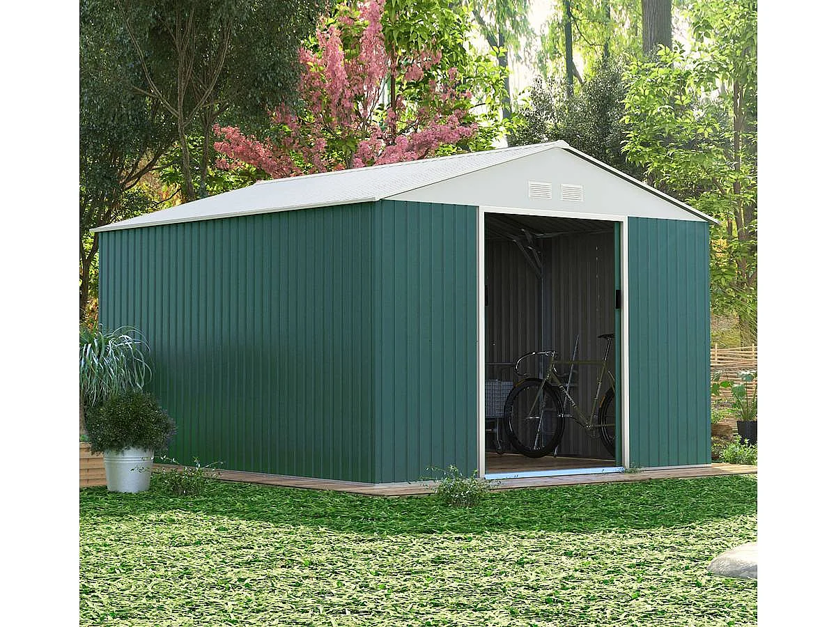 Metalen Tuinhuis "Rosas" 10.85 m² met Houtopslag en Tuingereedschap Opslag