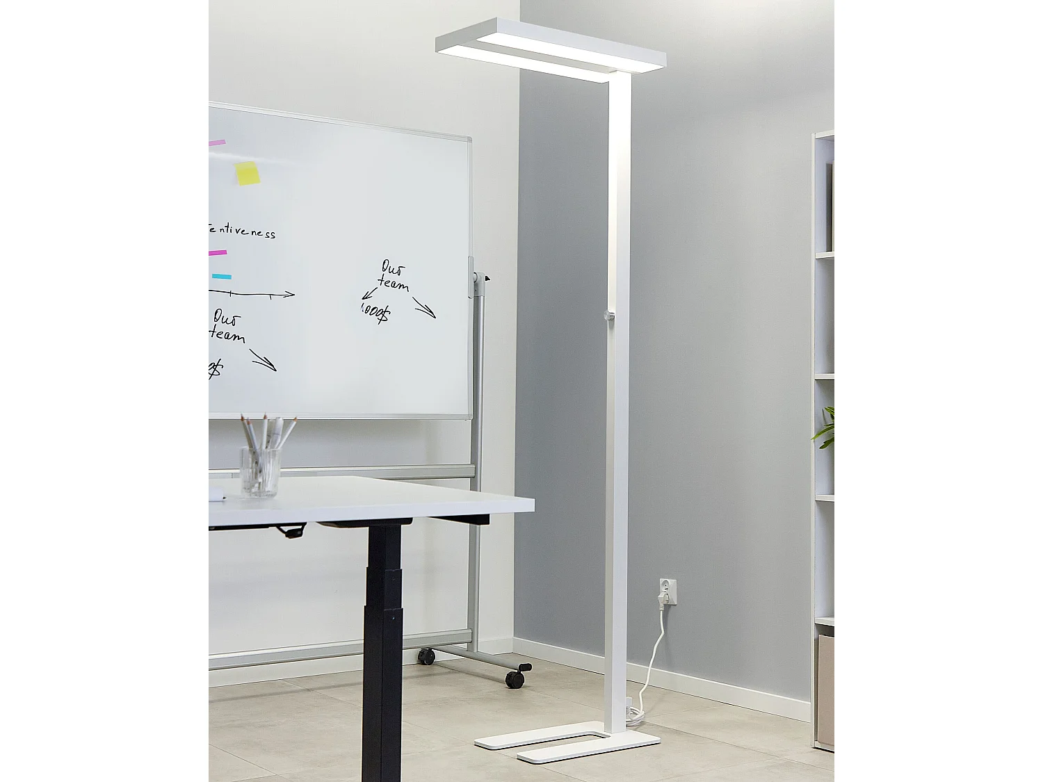 LED Stehlampe TAURUS mit Dimmer Metall Weiss