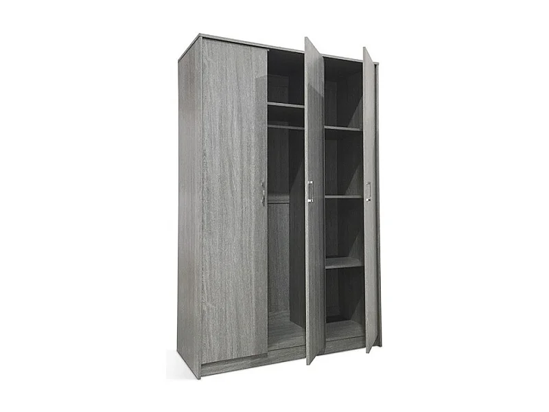 Kledingkast met 3 deuren, eikenkleur, collectie REY. Ideale garderobe voor uw hal of wasruimte.