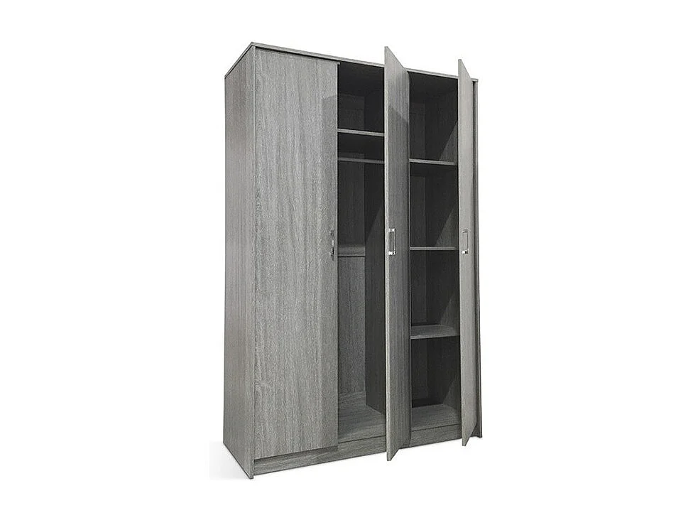 Kledingkast met 3 deuren, eikenkleur, collectie REY. Ideale garderobe voor uw hal of wasruimte.