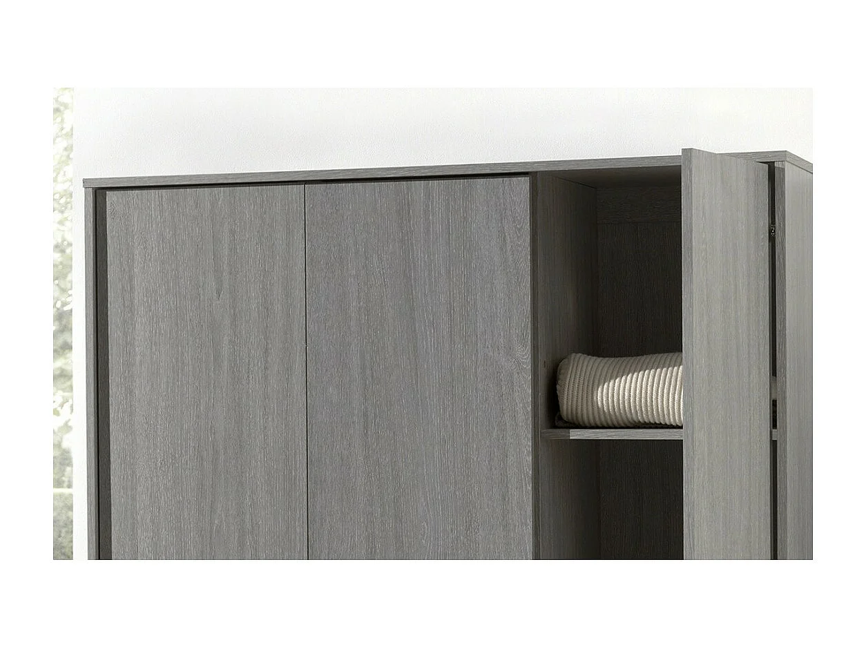 Kledingkast met 3 deuren, eikenkleur, collectie REY. Ideale garderobe voor uw hal of wasruimte.