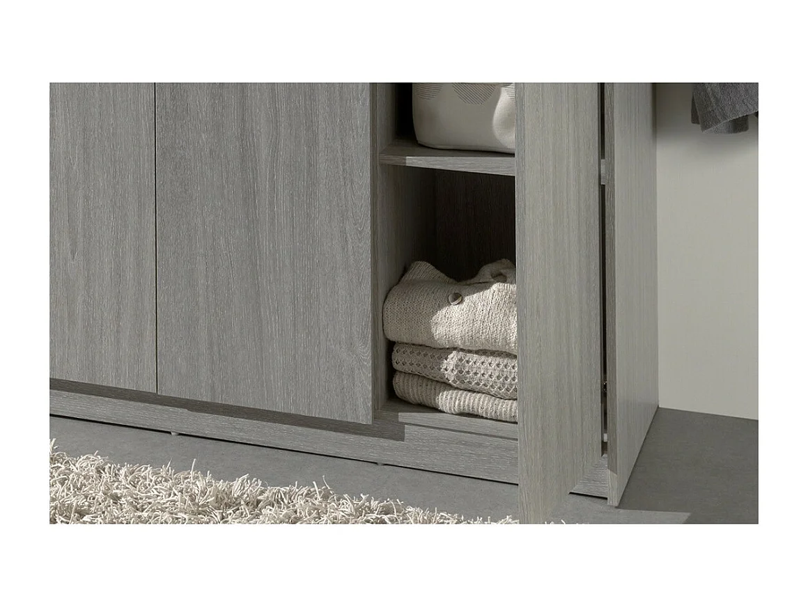 Armoire REY – 3 portes – 120×180 cm – Bois gris clair – Style scandinave