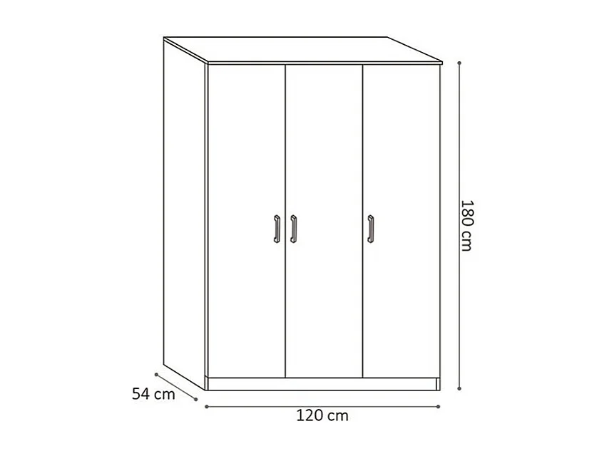 Armoire REY – 3 portes – 120×180 cm – Bois gris clair – Style scandinave
