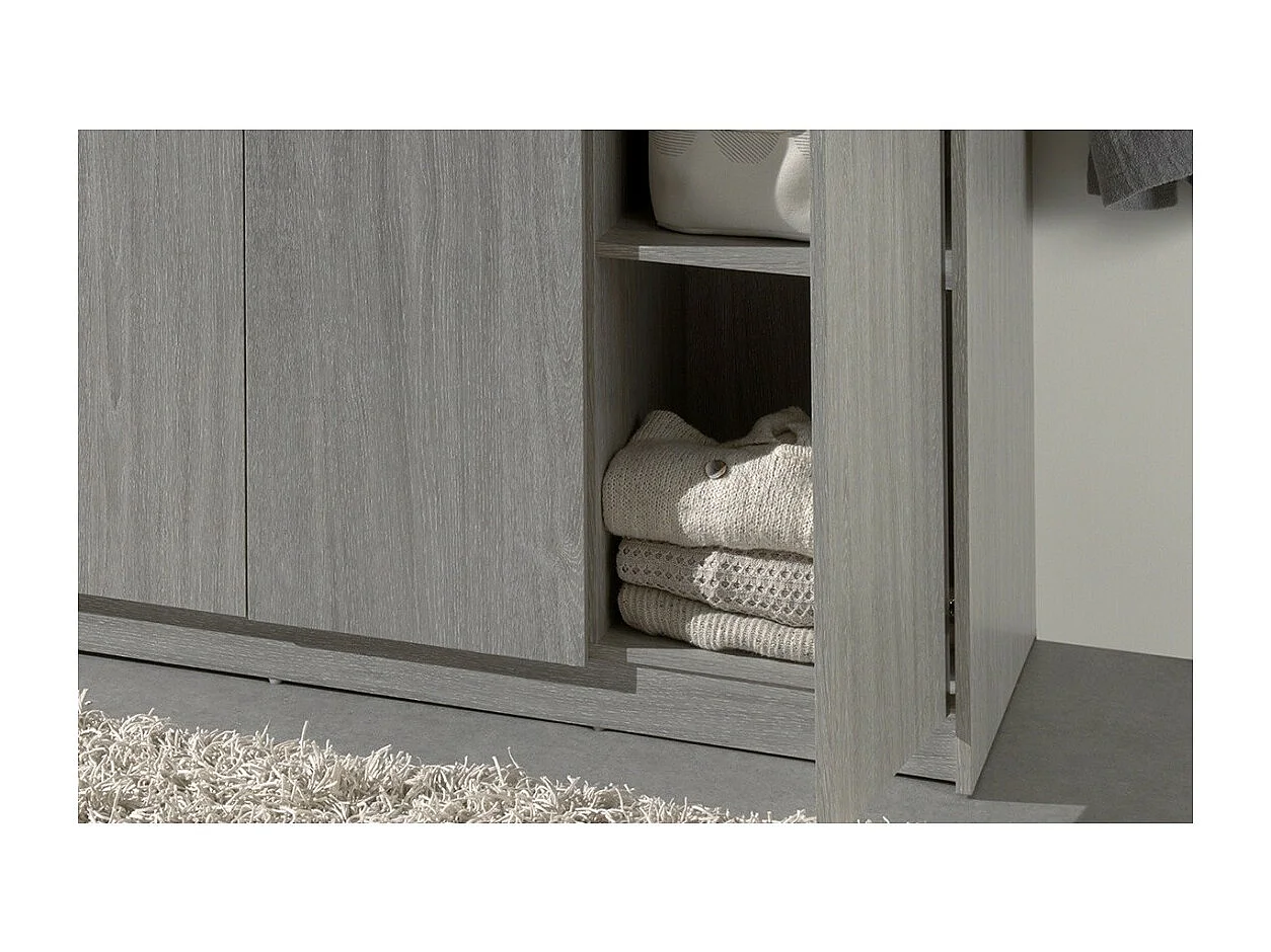 Armoire REY – 3 portes – 120×180 cm – Bois gris clair – Style scandinave