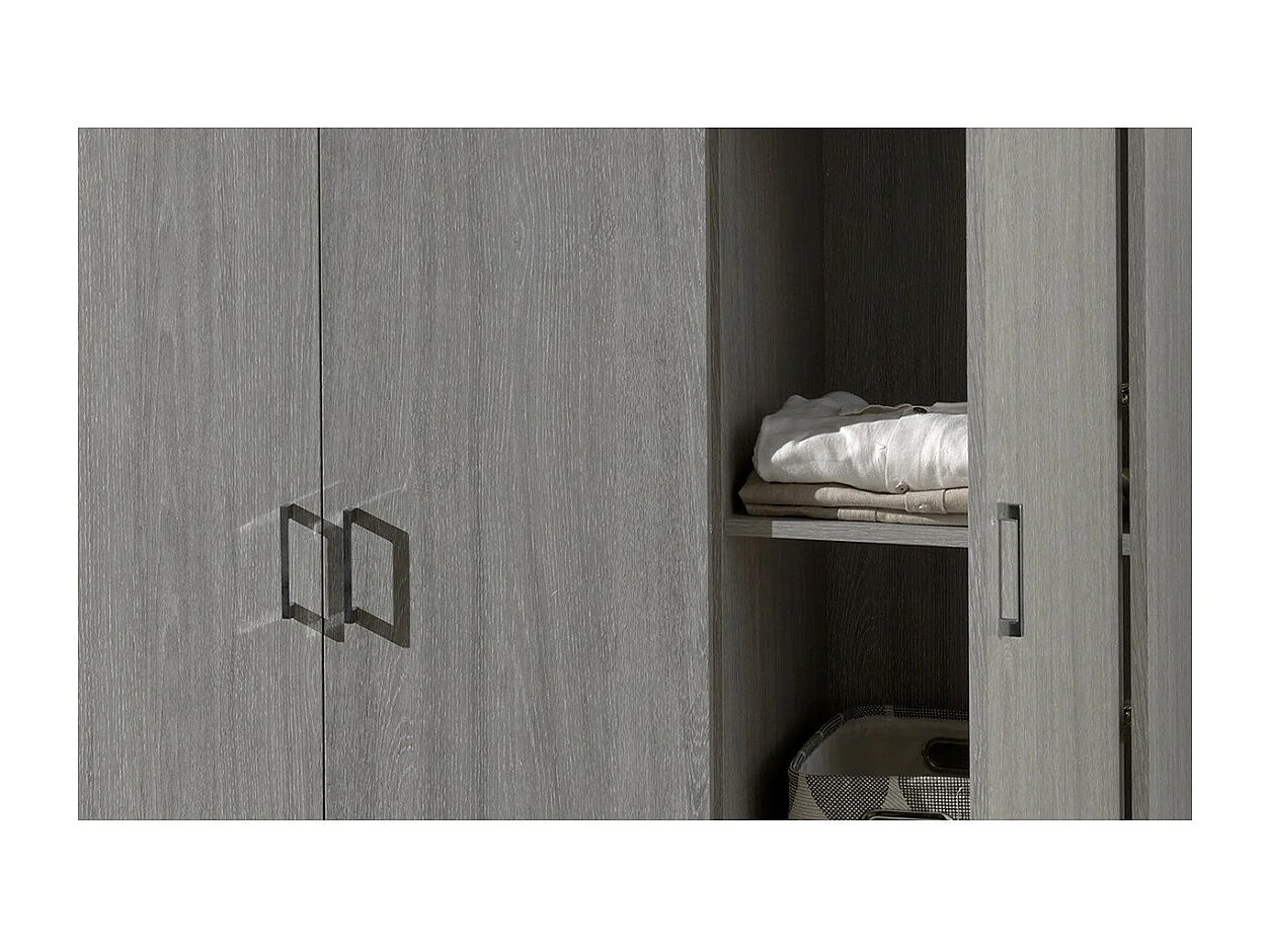 Armoire REY – 3 portes – 120×180 cm – Bois gris clair – Style scandinave