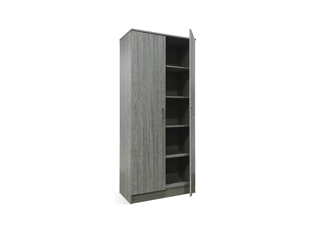 Armoire REY – 2 portes – 80×180 cm – Chêne gris – Style scandinave
