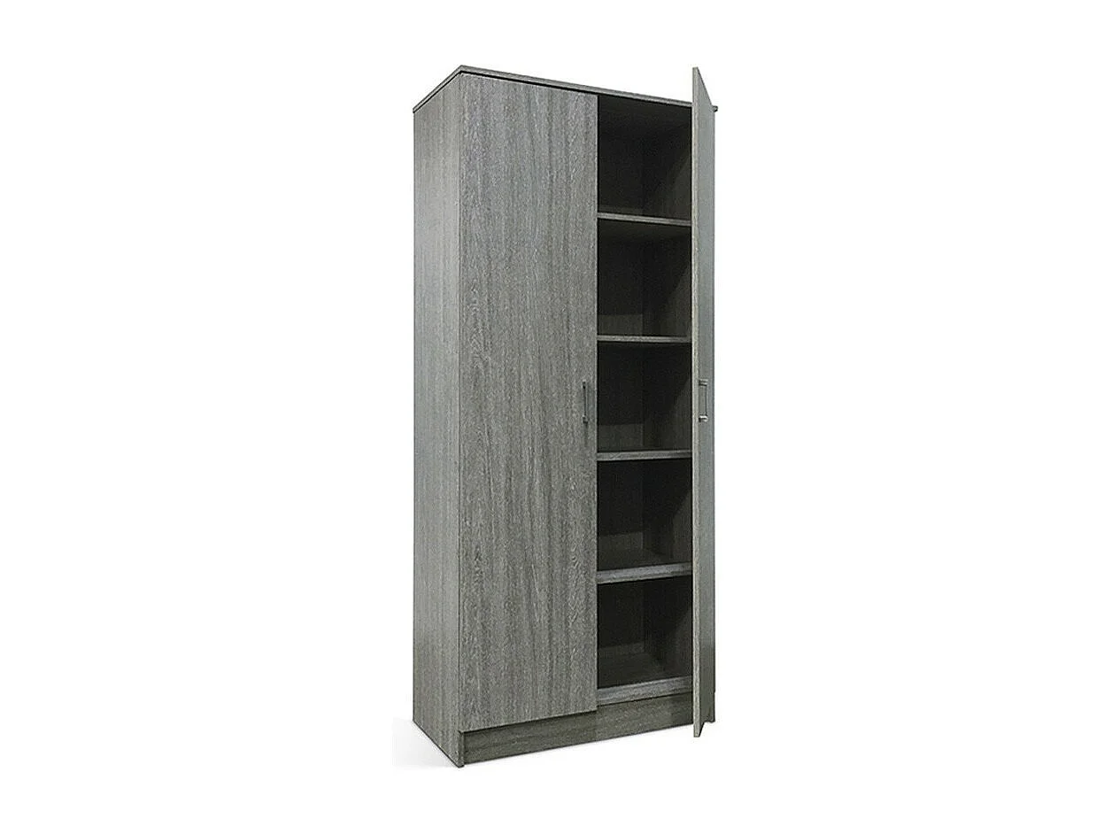 Armoire REY – 2 portes – 80×180 cm – Chêne gris – Style scandinave