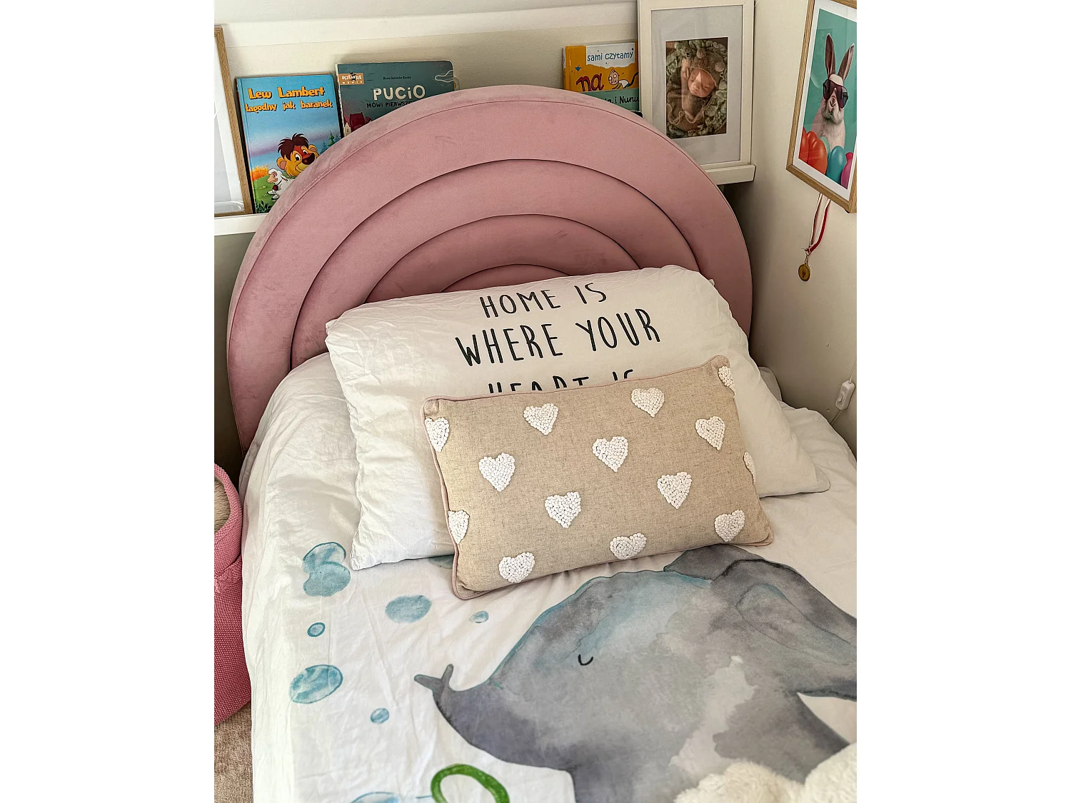 Letto contenitore velluto rosa 90 x 200 cm ANET