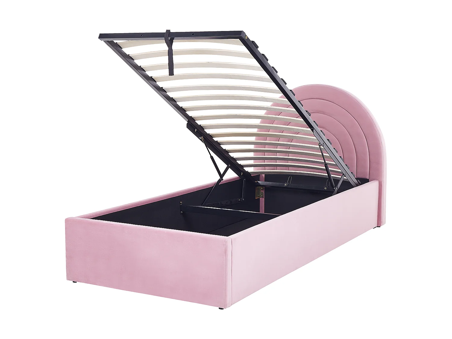 Bed met opbergruimte fluweel roze 90 x 200 cm ANET