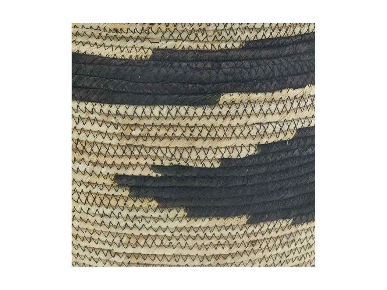 Cache-pots ronds en jonc naturel et noir Dakar