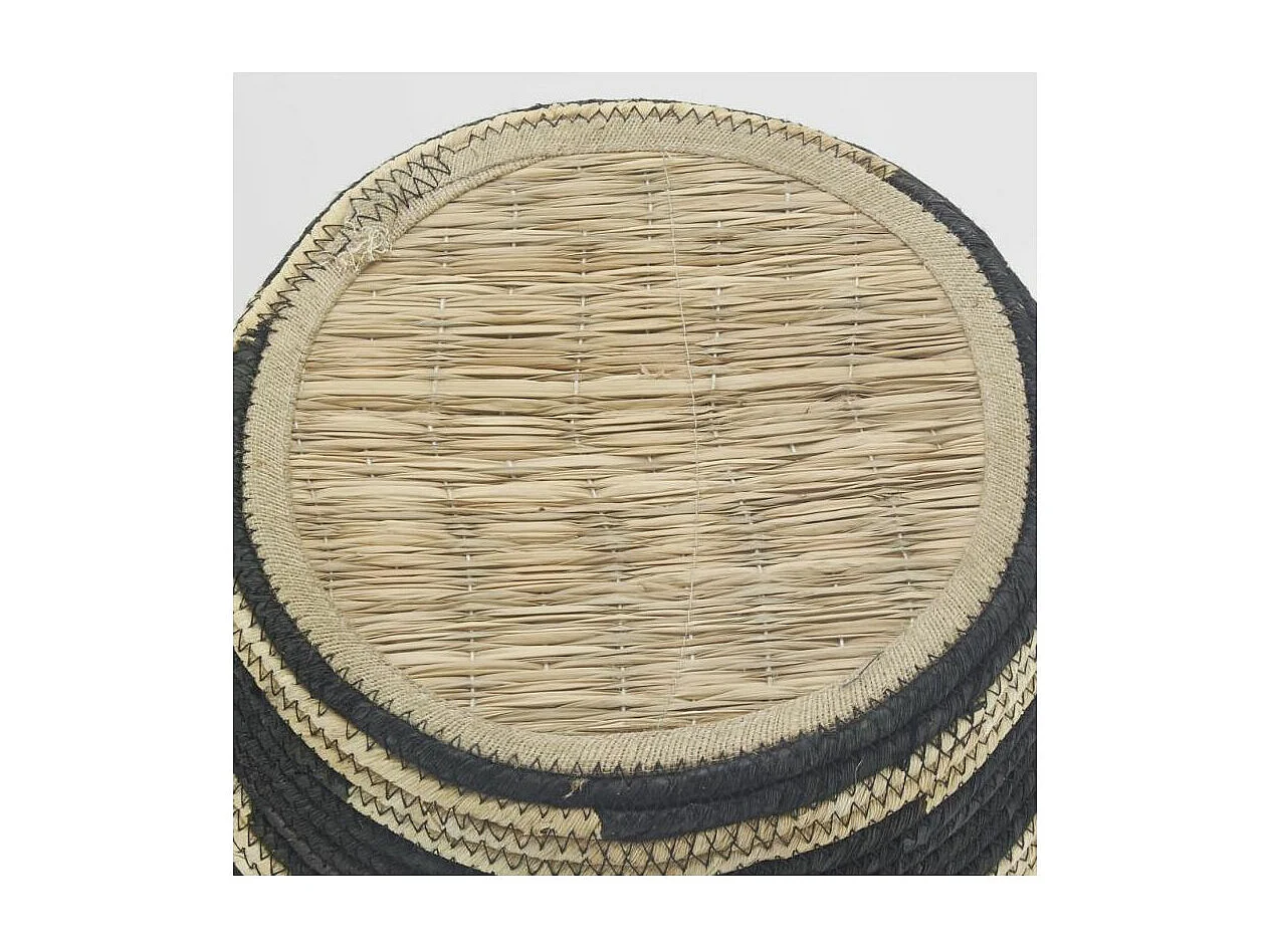 Cache-pots ronds en jonc naturel et noir Dakar