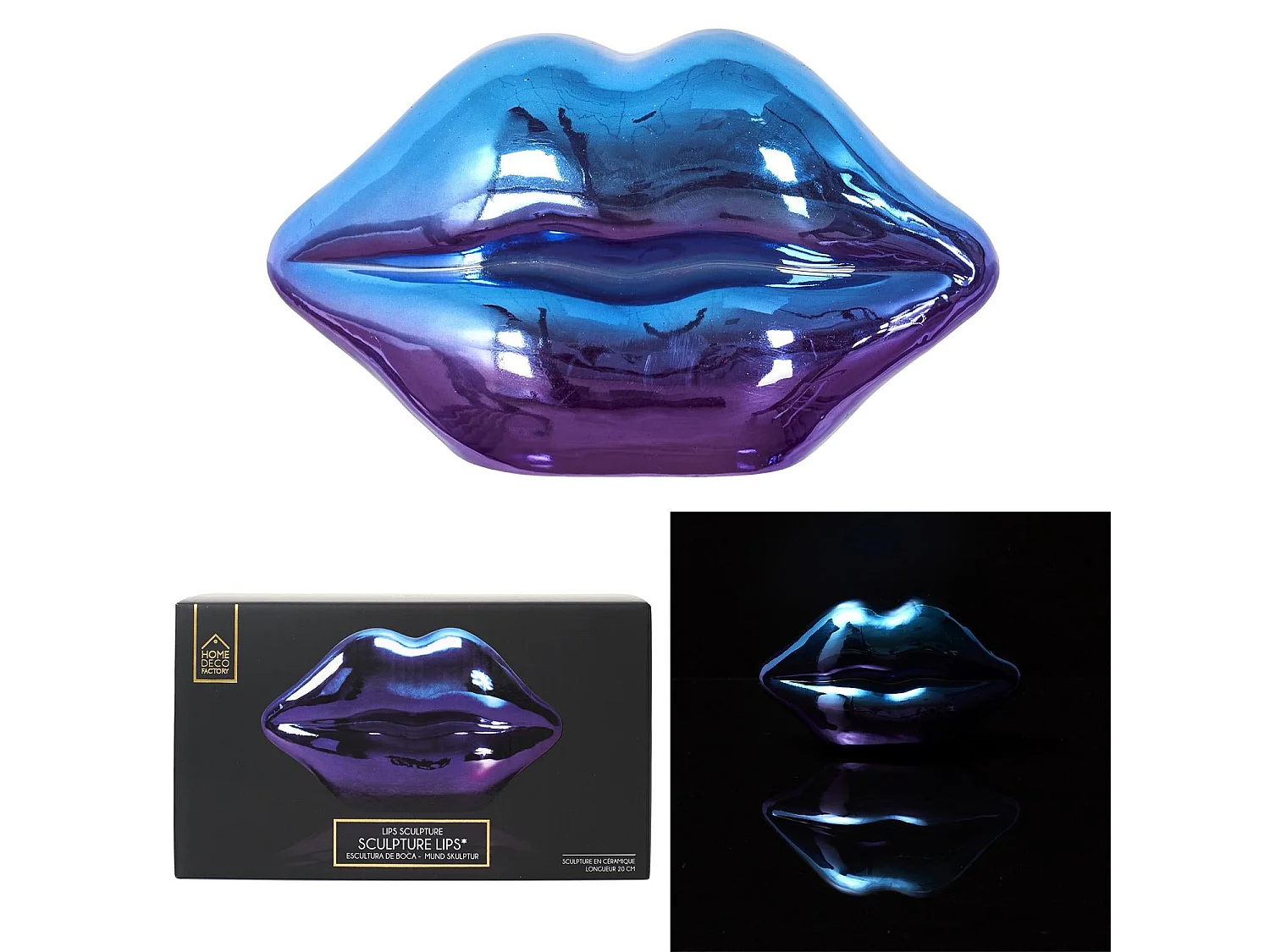 Décoration à Poser Bouche "Electroplate" 19cm Multicolore