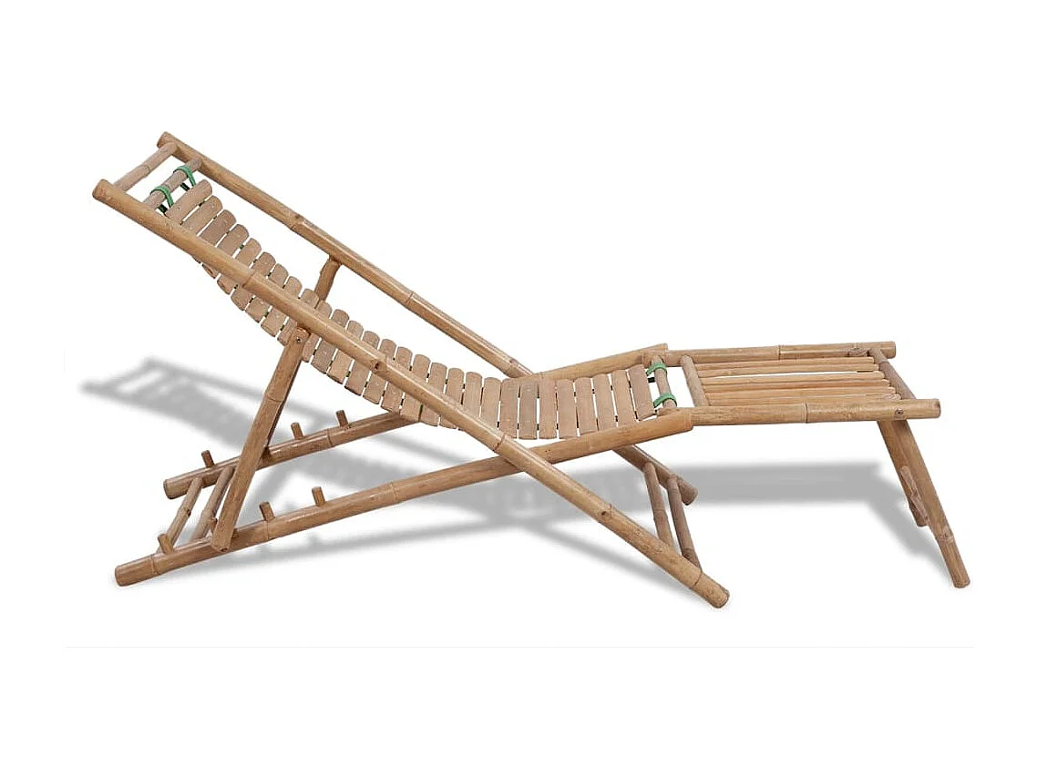 Chaise longue transat d'extérieur bambou marron 152 x 59 x 80 cm 02_0011887