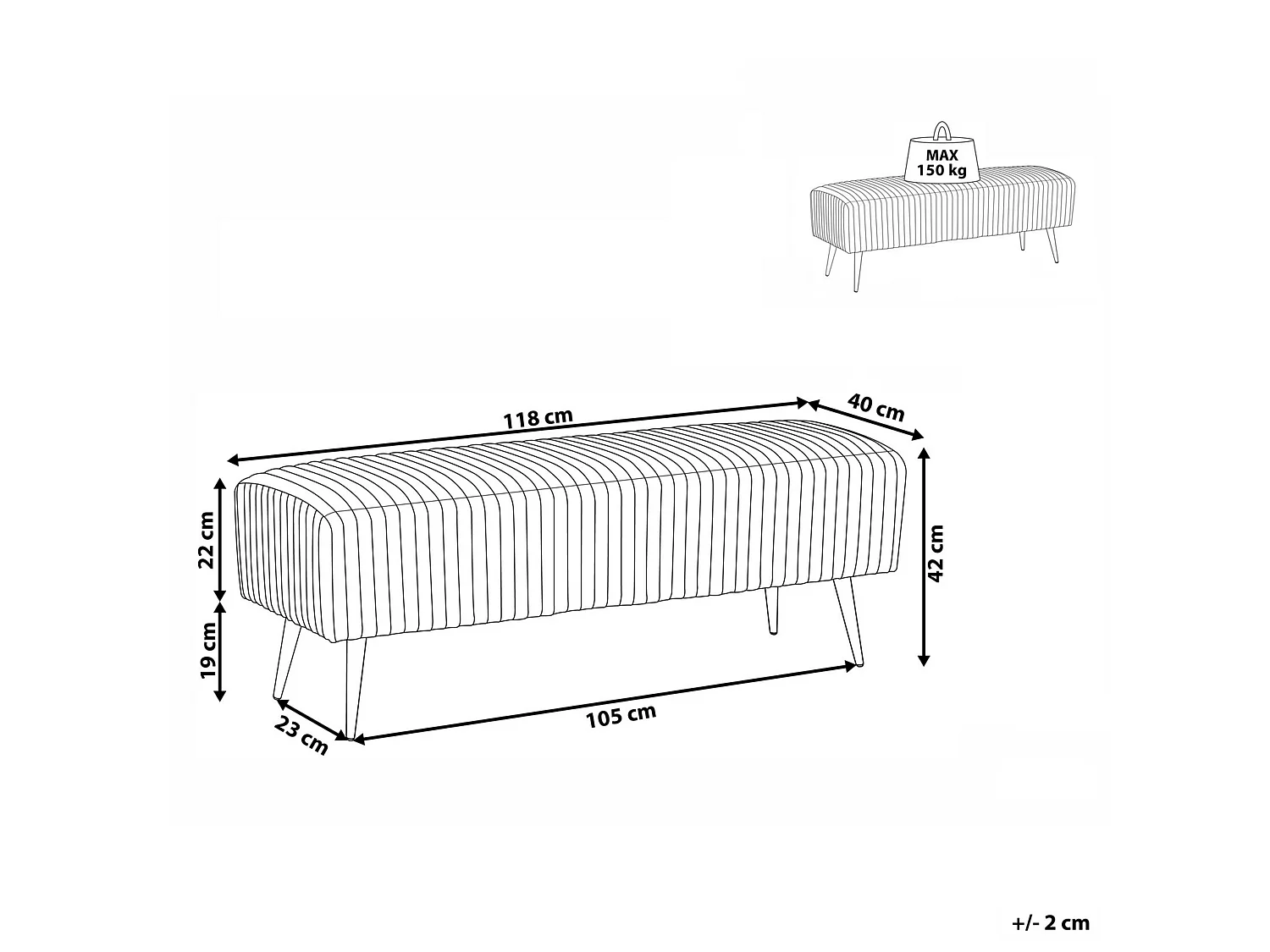 Banc PATERSON Velours Bleu