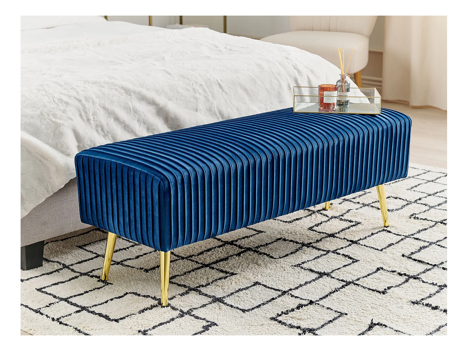 Banc PATERSON Velours Bleu