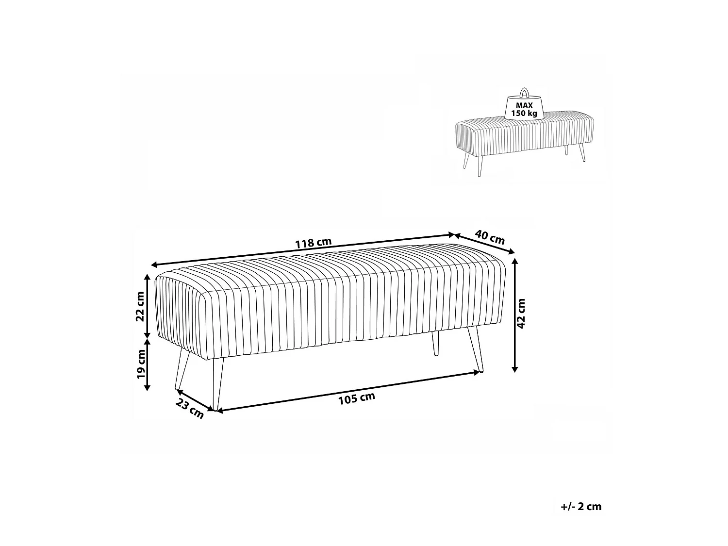Banc PATERSON Velours Bleu