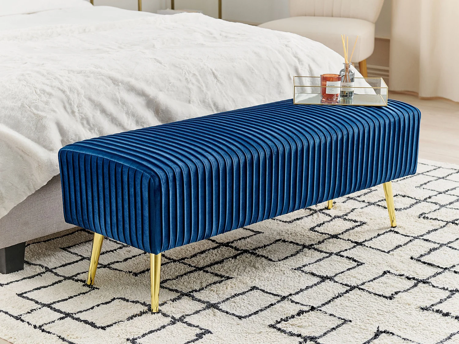 Banc PATERSON Velours Bleu