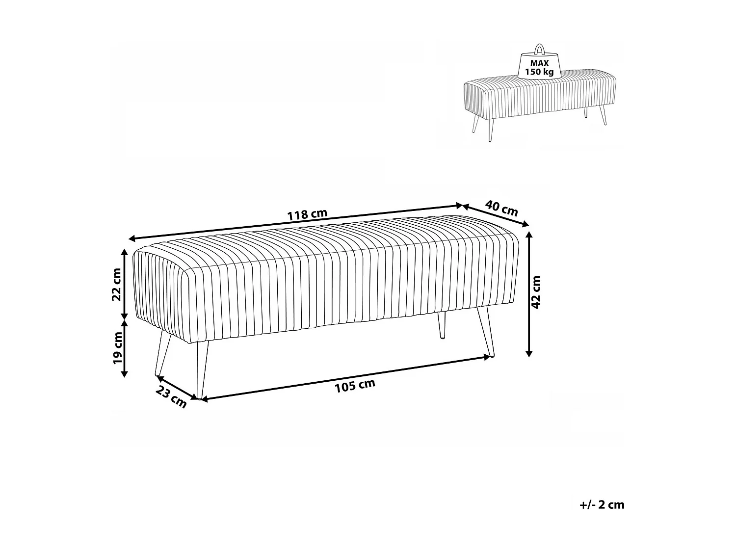 Banc PATERSON Velours Bleu