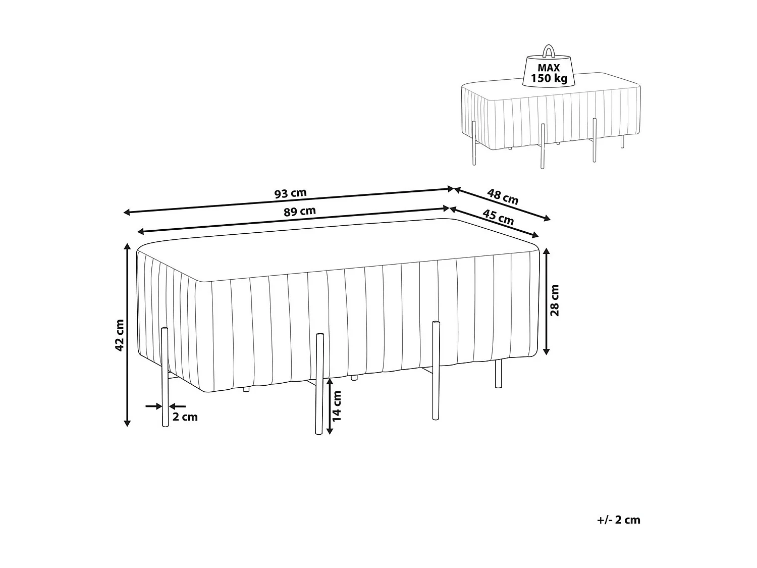 Banc DAYTON Velours Blanc cassé