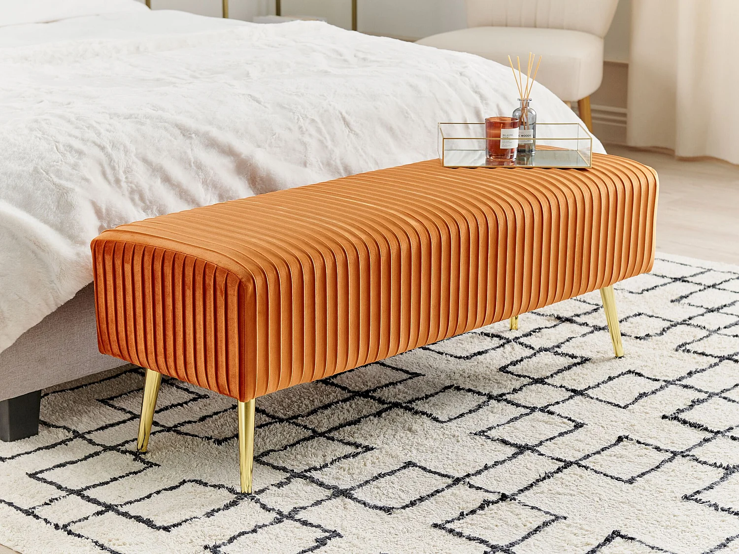 Banc PATERSON Velours Orange